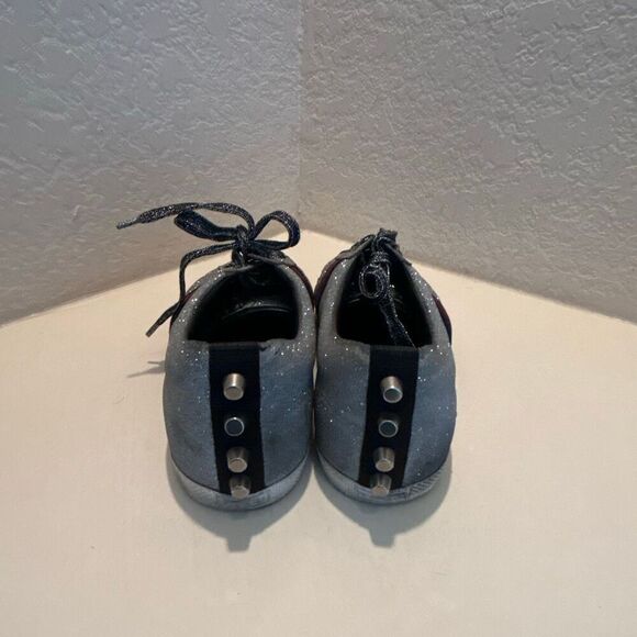 Gucci Women's 9.5 Bambi Webb Metallic Sneakers Silver Blue Red Icon Stripe Disco - Picture 3 of 16